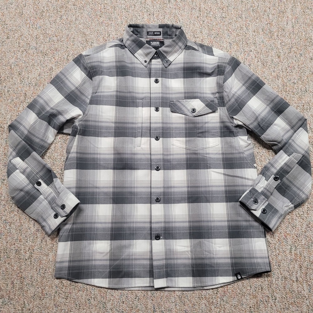 Alaskan Hardgear Duluth Shirt Men Medium Grey Plaid Untucked Flannel Button Down